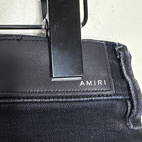 AMIRI Paint Splatter Distressed Slim Jeans Aged Black Sz 30 x 34 $1590 {H50} - Picture 5 of 10